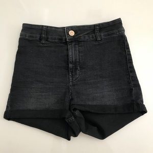 H&M high waisted washed out black jean shorts